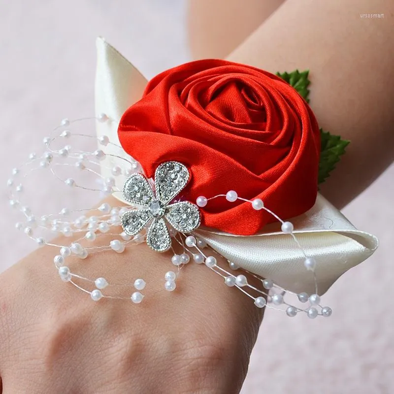 Decorative Flowers Silk Flower Wristbands Wedding Bracelet For Brides Accessory Girl Hand Bridesmaid Wrist Party