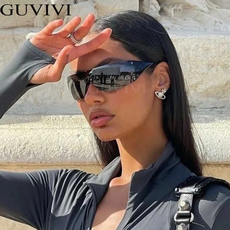 Sunglasses Punk One Piece Sunglasses Goggle Y2k Luxury Brand Wrap