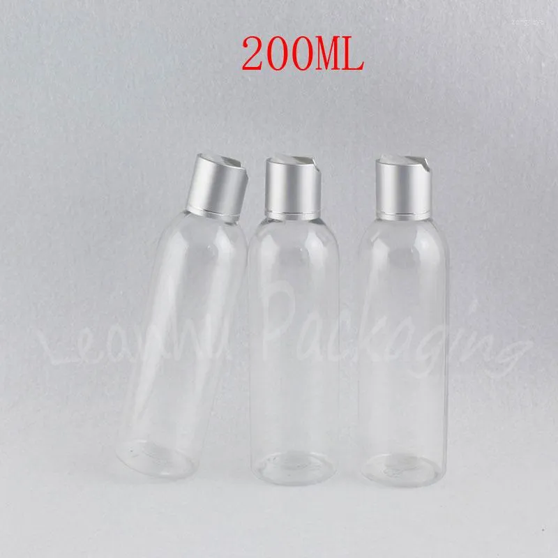 Butelki do przechowywania 200 ml przezroczystą plastikową butelkę ze srebrną krążek górna czapka 200 cm3 szampon / opakowanie balsamowe makijaż