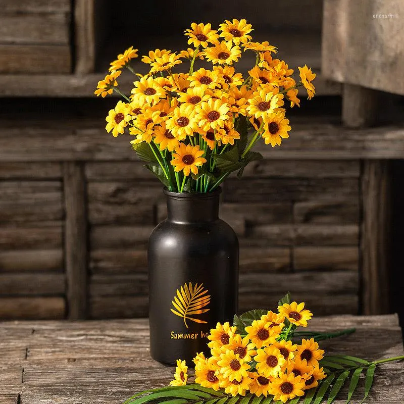 Decorative Flowers 1pc Beautiful Sunflower Bouquet Silk High Quality Flower DIY Home Garden Party Wedding Bride Holding Props Decoration