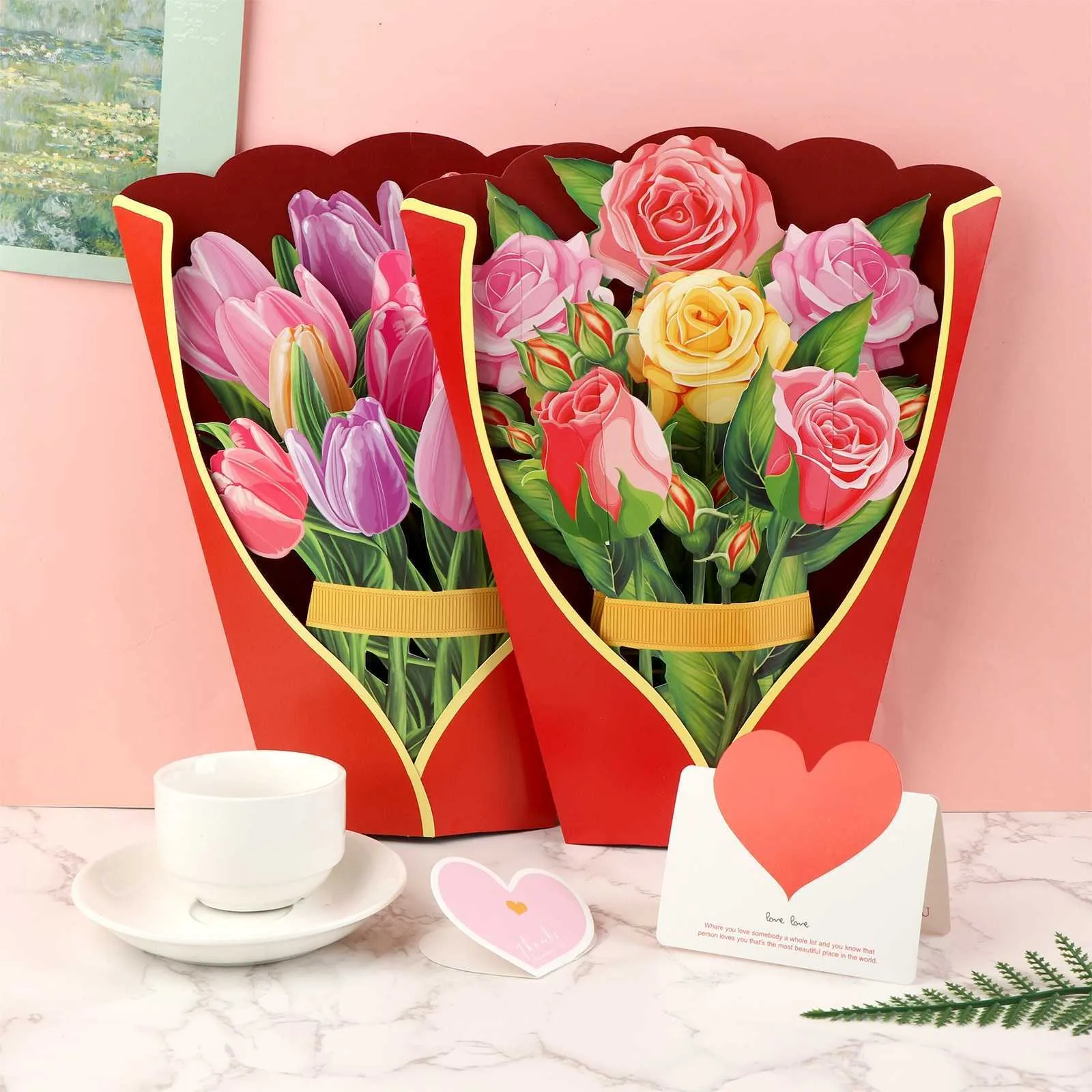 Presentkort 3D Pop Up Mothers Day Cards Gifts Floral Bouquet gratulationskort blommor för mamma fru födelsedag sympati bli väl 115 tum liv z0310