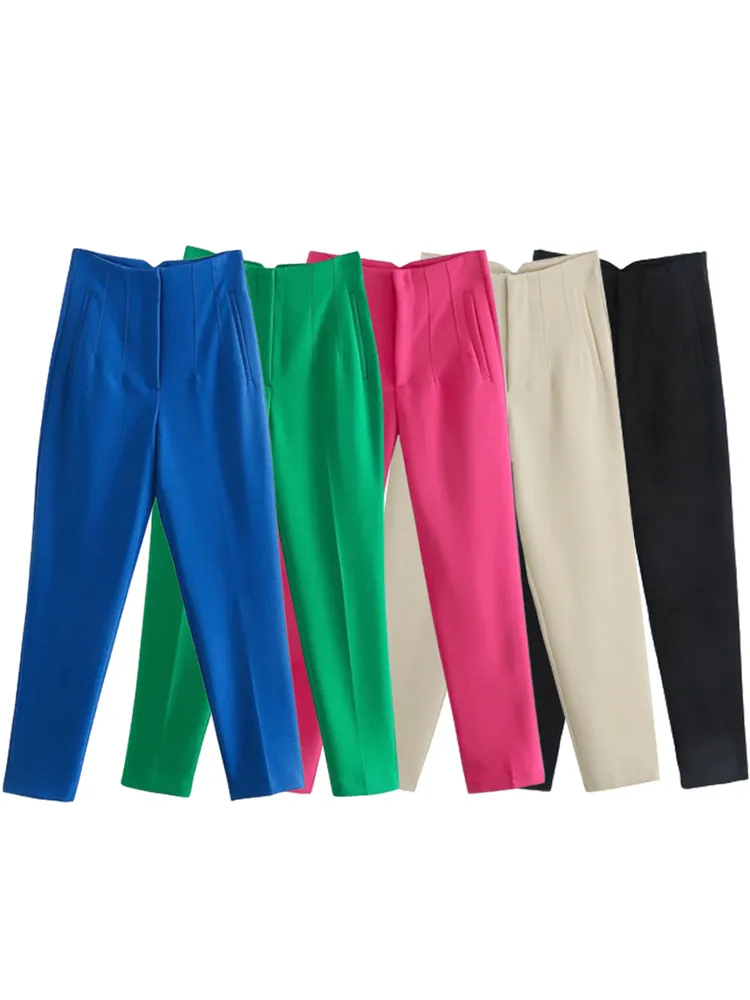 Calças femininas Capris klkxmyt calças de moda chique de moda use calças de traf para mulheres zíper da cintura alta da cintura Feminino Feminino Feminino Feminino MUJER 230310