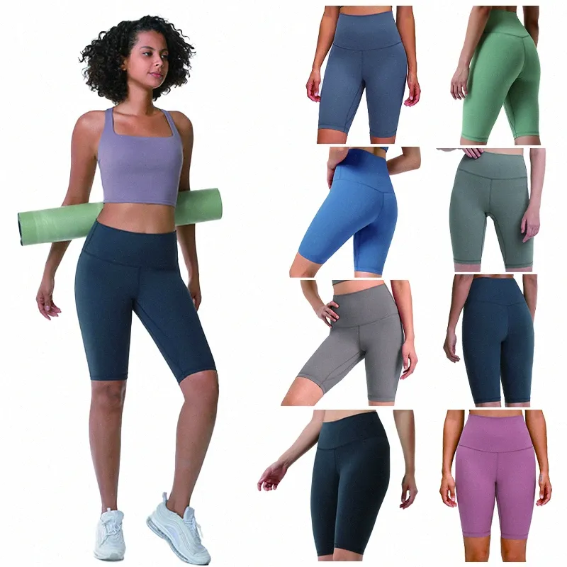 Designers de leis alinhados de verão Yoga Couts Roupas de bolso lateral do lado feminino calça alta de cintura alta esportes de fitness Elastic Wear 65bx#