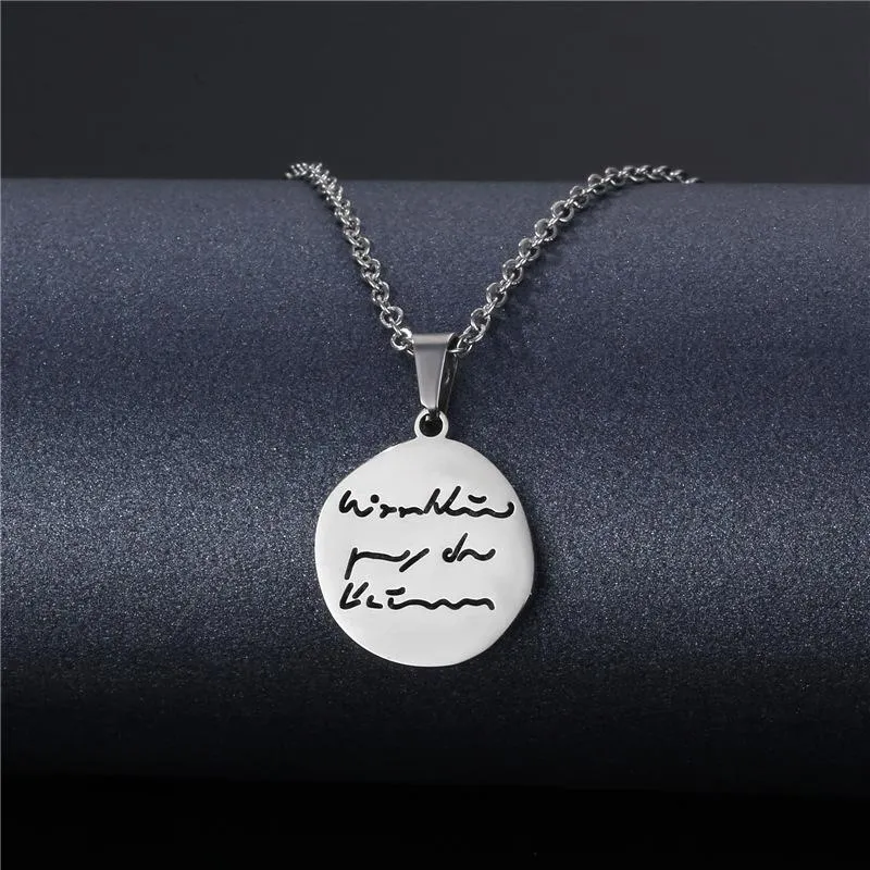 Ketten Parsonalität Runde Disc Anhänger Halskette für Frauen Mann Arabische Buchstabenkette Choker Edelstahlschmuck Amulett Geschenk