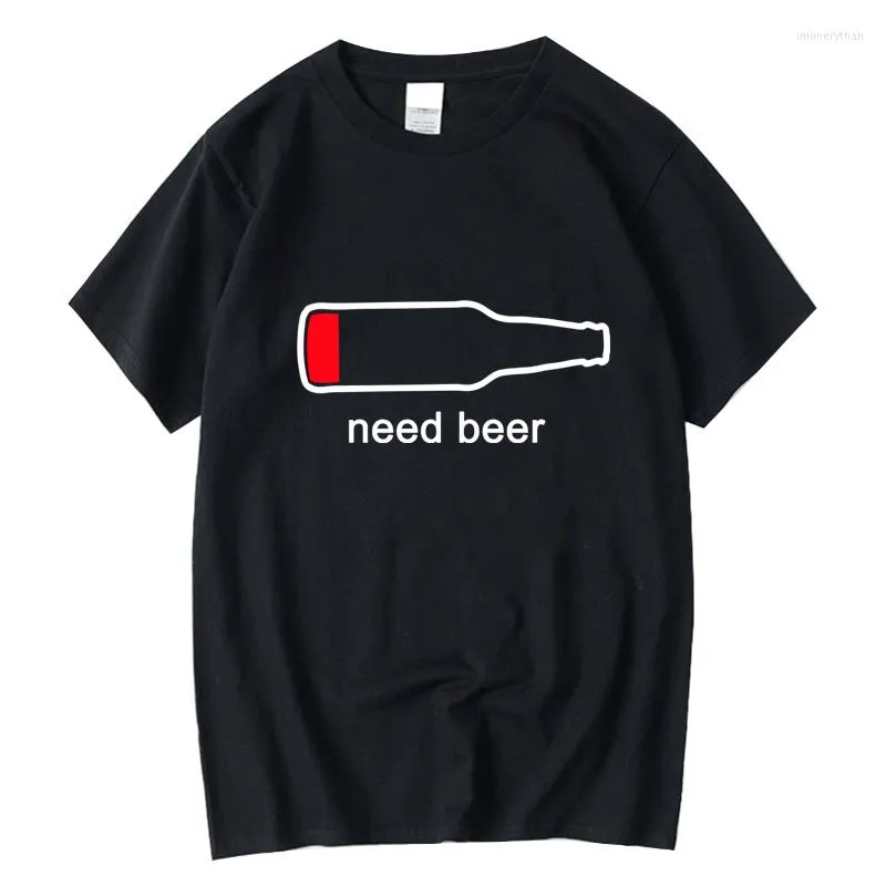 Męskie koszulki Xin Yi Męska T-shirt Wysokiej jakości bawełniane zabawne potrzeba drukowania piwa swobodny fajny luźny grafika o dół dla mężczyzn TOP TEE