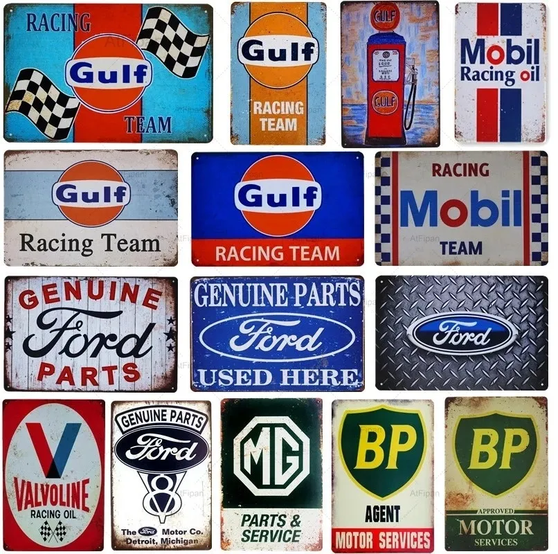 Shabby Chic Racing Team Metal Tin Signs Gas Oil Decorative Plack Garage Motor Services Iron Paint House Man Cave Club Wall Decor Personlig konstdekor 30x20 W01