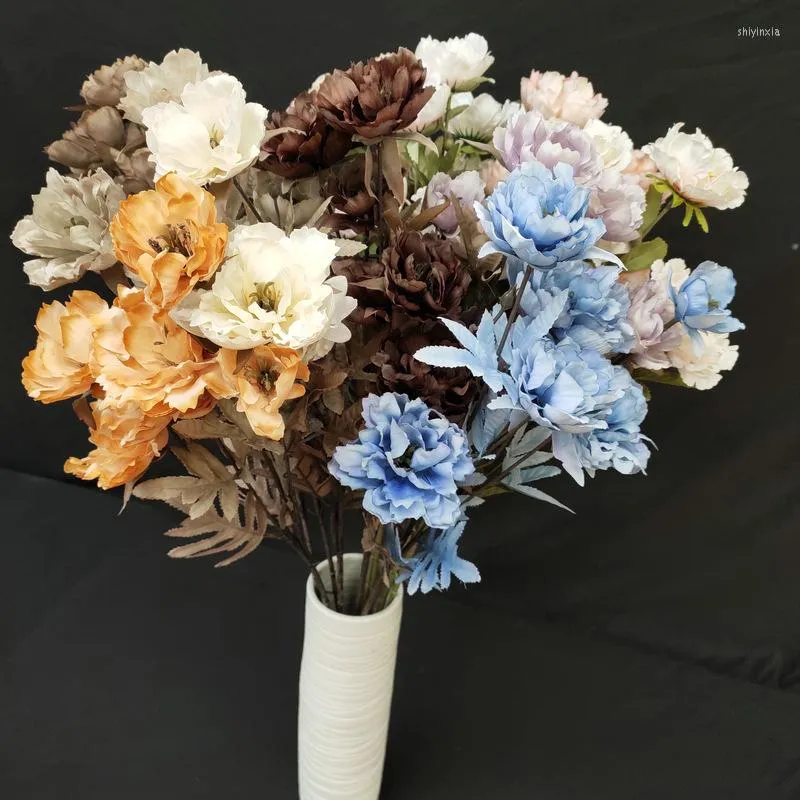 Fleurs décoratives 6 têtes pivoine fleur artificielle branche pour fête de mariage maison chambre décor Table décoration faux Rose