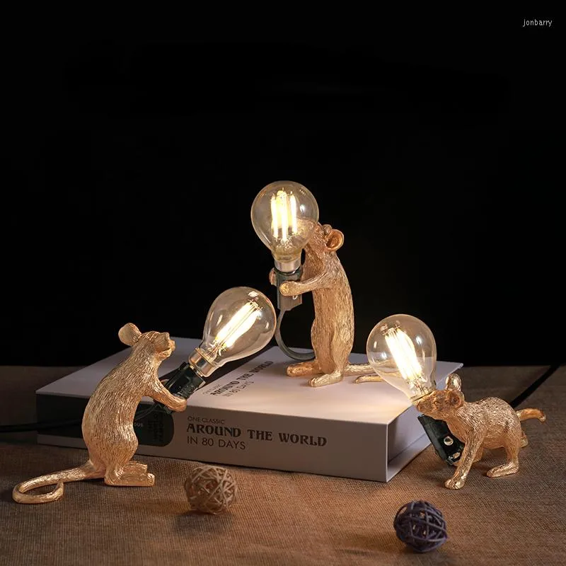 Tischlampen Moderne Harzlampe E12 Maus Schreibtisch Nordic Kinderzimmer Dekor LED Nachtlichter Stecker