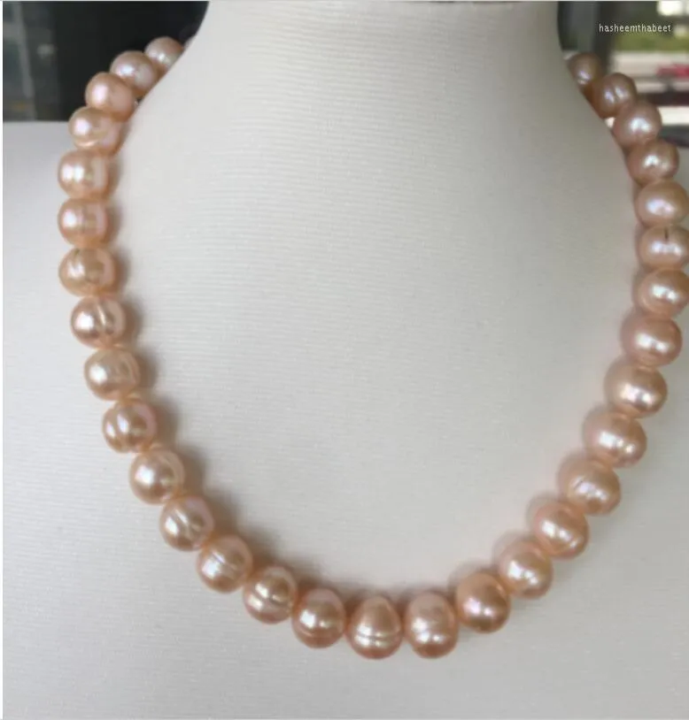 Colliers pendentif 18 "incroyable 9-10mm mer de Chine du Sud naturel rose grande perle baroque collier or