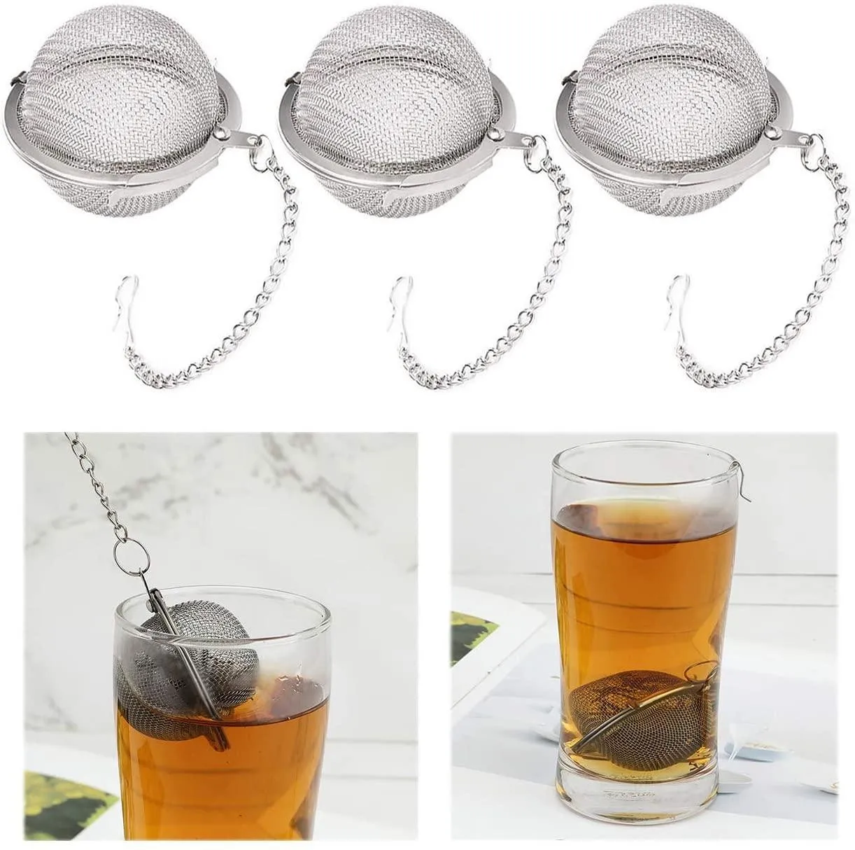 Infusore per teiera in acciaio inossidabile UPS Sfera con chiusura a sfera per spezie Filtro per palline da tè Infusore a rete colino per tè Filtro infusore UPS nave