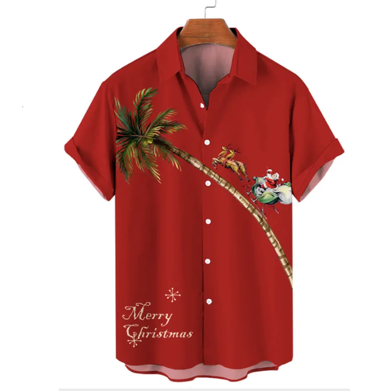 Camisas Casuais Masculinas Molilulu Limitada Dia de Natal Design Criativo Padrão Manga Curta Respirável Impressão Solta Havaiana 230309