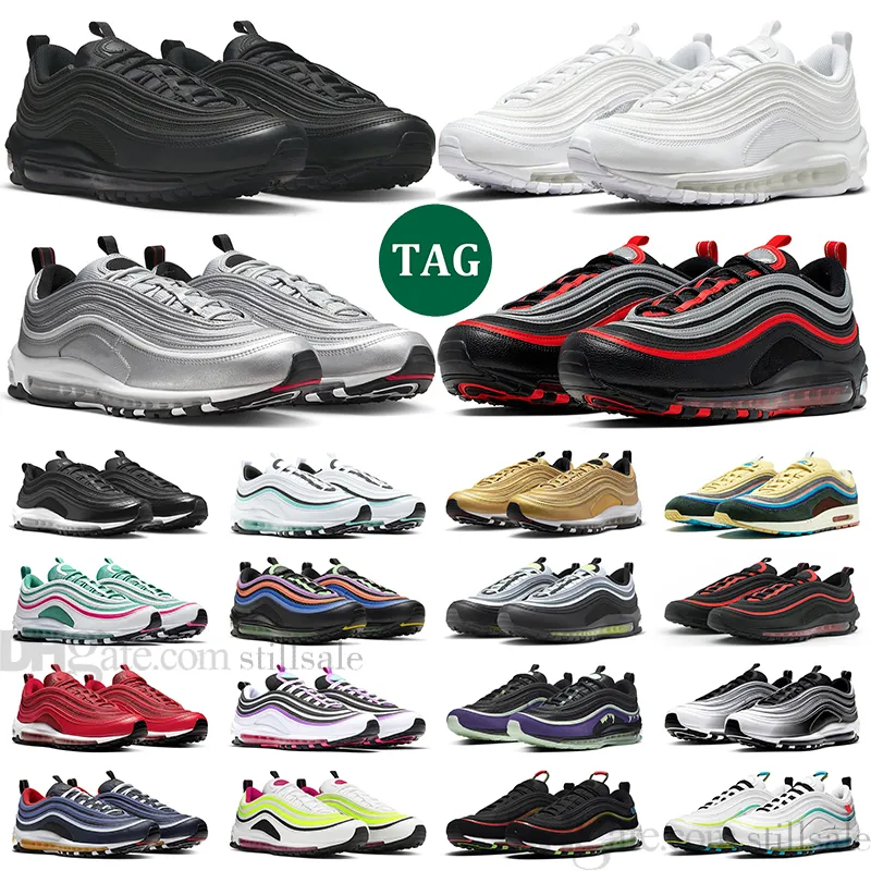 Nike Air Max 97 Homens Mulheres Ao Ar Livre Sapatos Sean Wotherspoon Jogo Royal Silver Bullet Reflexivo Bred Mens Trainer Sneakers 36-45