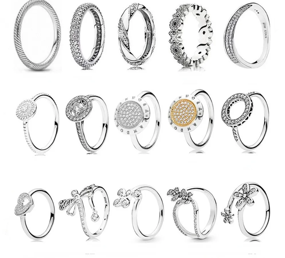925 Pfund Silber Neuer Mode-Charm für Pandora 2023 Blooming Four-leaf Bright Halo Series Couple Ring