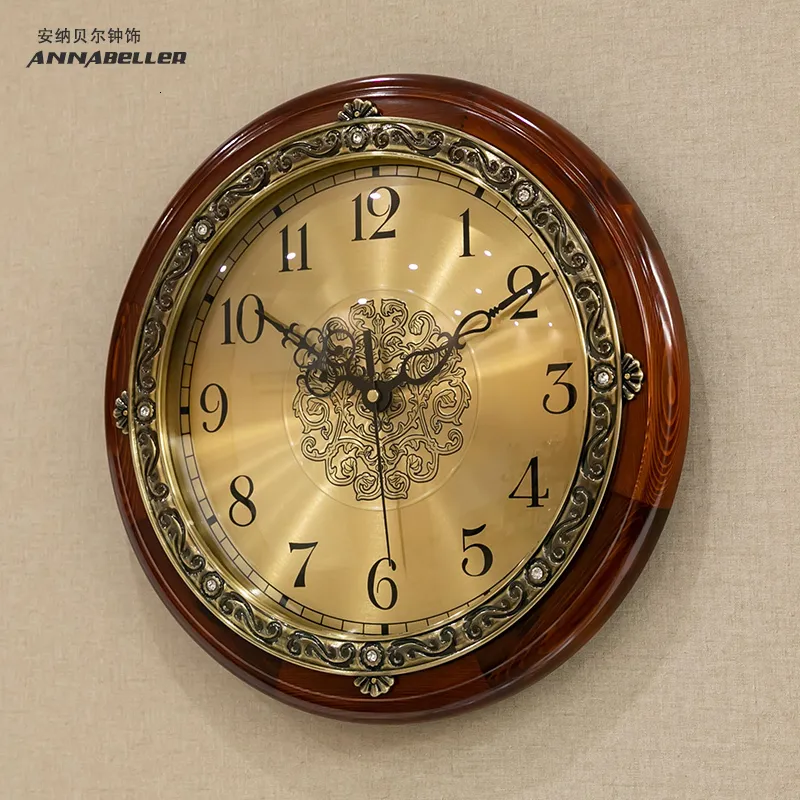 Wall Clocks Large Solid Wood Retro Wall Clock Living Room Bedroom