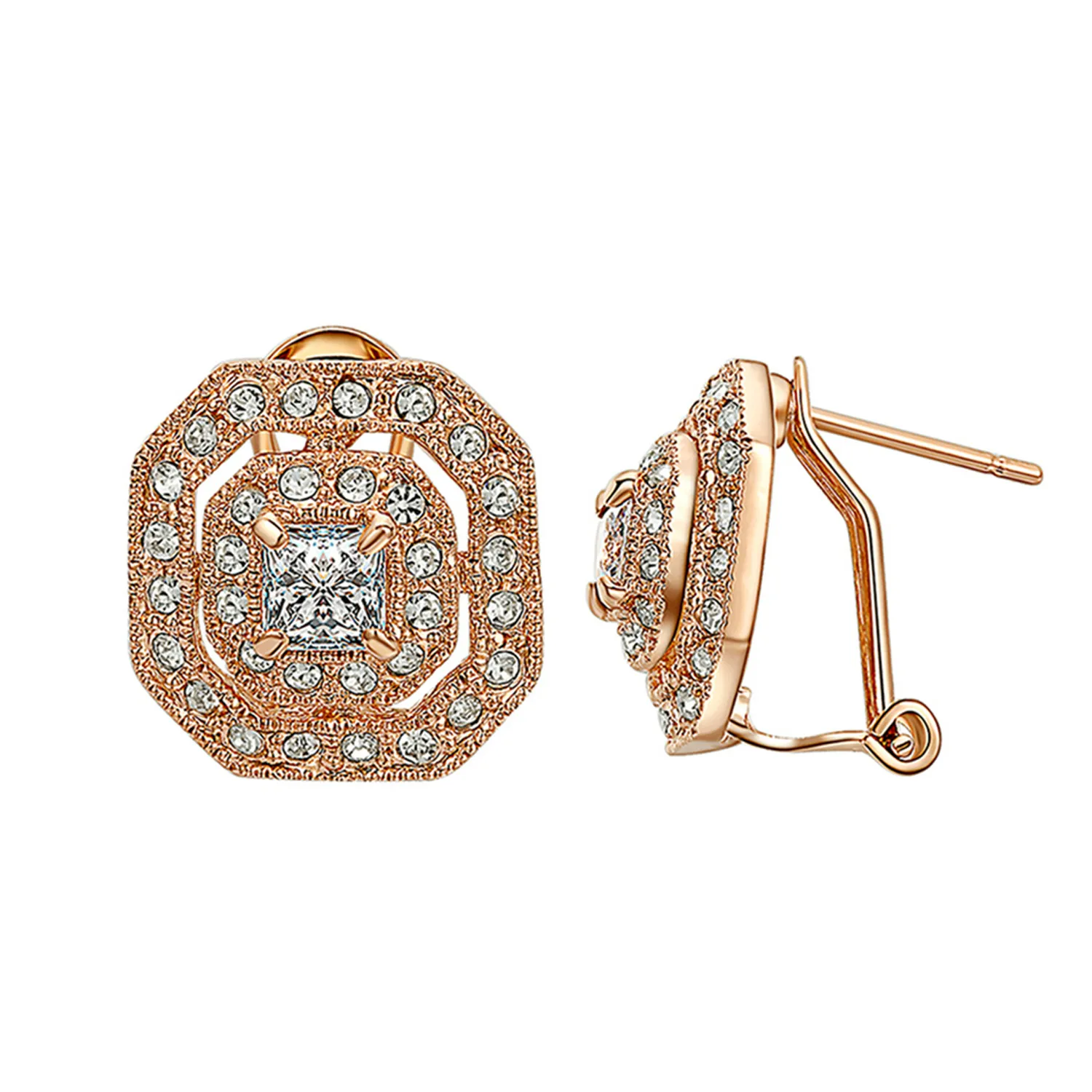 Yoursfs 6 Pairs/Set Fashion Jewelry 18K Gold Plated Geometric Zircon Earrings Woman Anniversary Birthday Gift