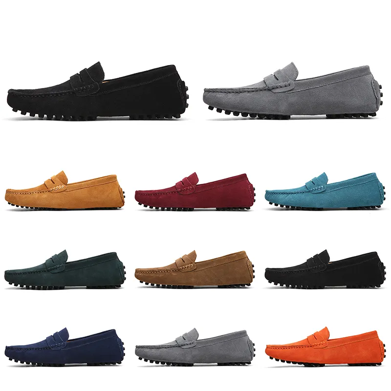 Soft Leather Mens Casual Shoes Women Sole Black White Red Orange Blue Brown Comfortable Outdoor Sneake 46