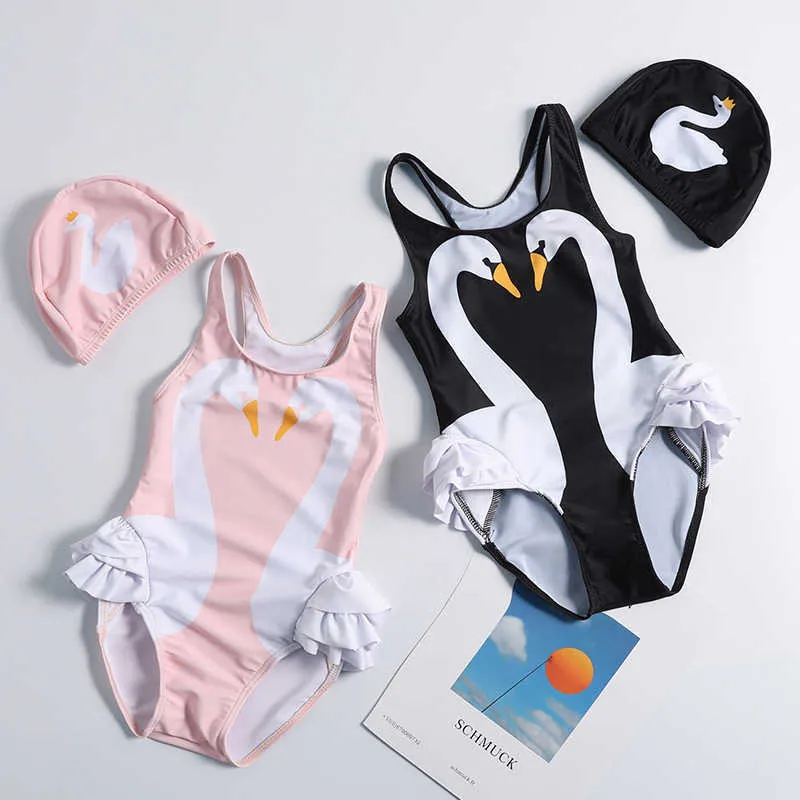 One-Pieces Girls swimwear Children swimsuit 1~10Years Girls swimsuit one piece Kids swimwear with Hat Children Beachwear 2019-ST119