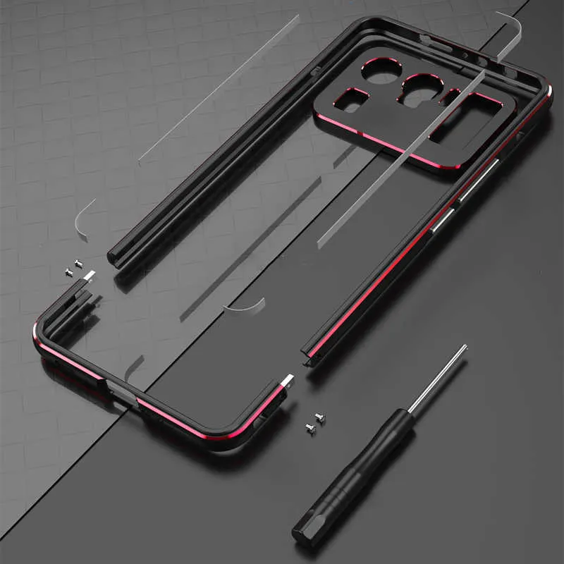 Capas de celular para Xiaomi 11 Ultra Case Alumínio Metal Bumper para MI 11 Frame Camera Película protetora Xiaomi11 Shell W0224