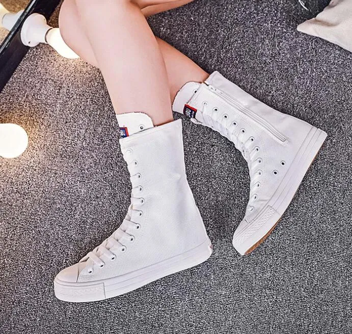 New Short Tube Boots Women Side Zipper Canvas Shoes Casual Shoes Women's Shoes Rubber Shoes Dance Shoes Net Red Shoes Women