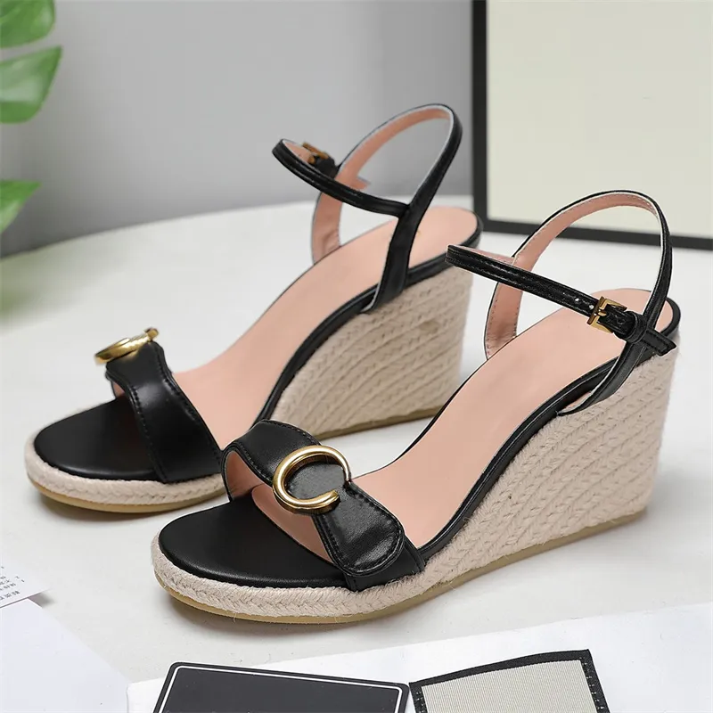 Wholesale Starboard Womens Wedge Dress Shoes Leather & Straw High Heel  Sandals For Wedding & Formal Wear Black White Slope Heels With Box At Only  $74.48 | DHgate.Com