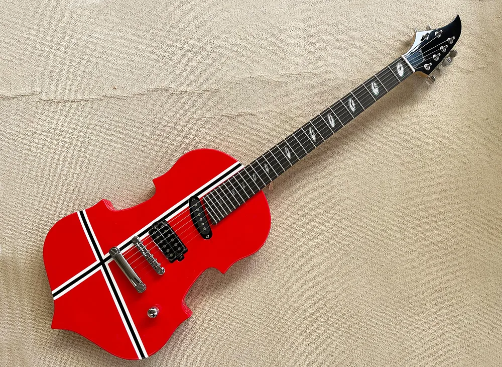 6 telli keman tarzı 27 perdeli elektro gitar gül ağacı klavyesi renk ve logo özelleştirilebilir