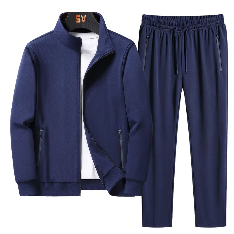 Mens Tracksuits Sportswear Plus Boyut M8XL Blazer İki Parça Zipper Ceket Pantolon Takım 230310