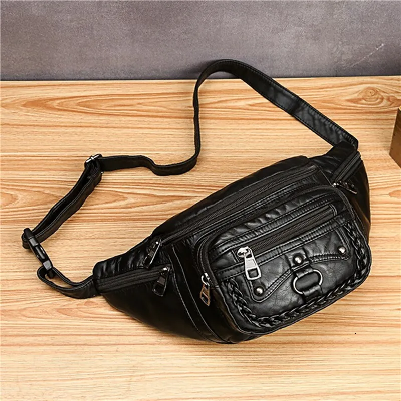 Waist Bags Fashion Vintage For Women 2023 Fanny Packs Belt Bag Luxury PU Leather Chest Handbag Pack Belly Purse 230310