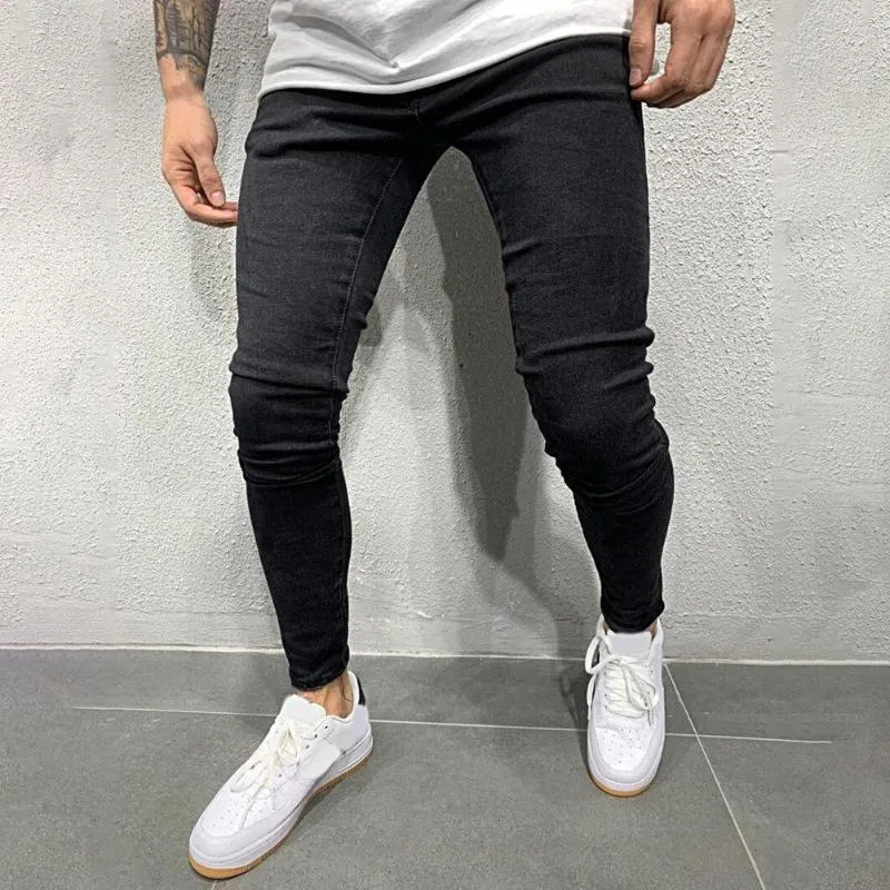 Pantalons pour hommes Pantalons en jean Taille moyenne Tempérament Streetwear Rise Pockets Jeans Hommes Pour l'extérieur