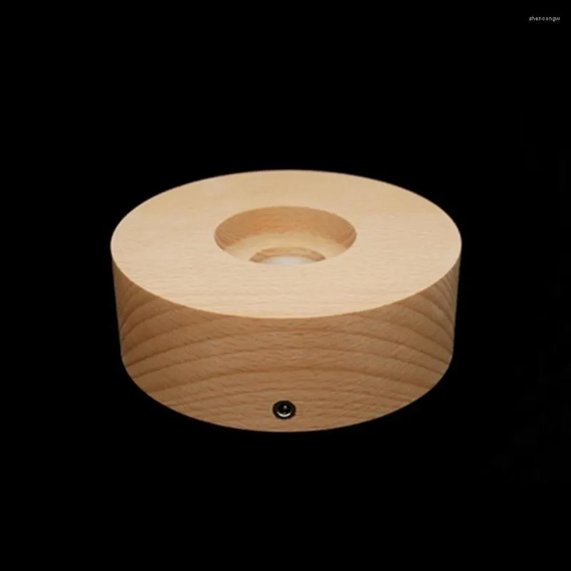 Nachtlichten Solid Wood USB Ronde Acryllamp