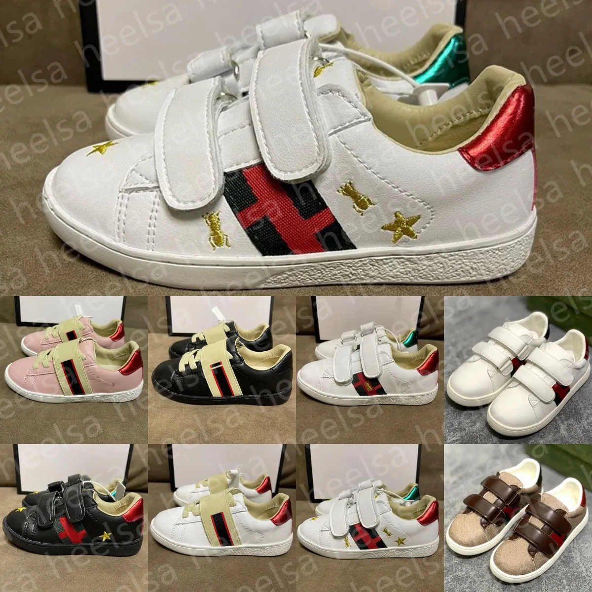 Enfants Chaussures Designer Casual Bee Trainers Toddler Baby Shoe Kid Jeunesse Sneaker Nourrissons Garçons Filles Enfants Noir Blanc Rose Marques De Luxe Baskets W1v6 #