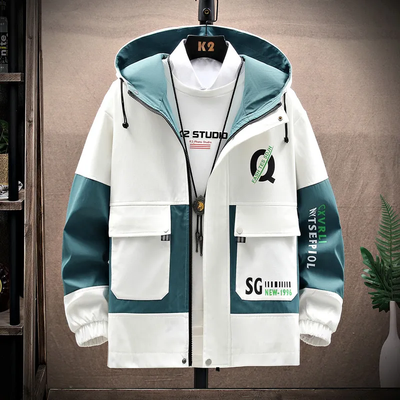 Mäns jackor Men Windbreaker Jackets Youth Korea Fashion Print Casual Coat Man Clothing Spring Autumn Jackets Män släpper 230310