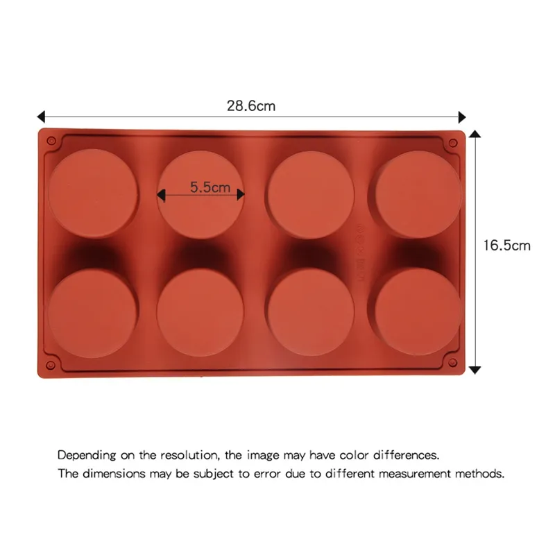 Silicone Mold bolos de pastelaria assado redondo geléia de sabão formulário de decoração de gelo Discos de pão de pão de molde de molde de molde