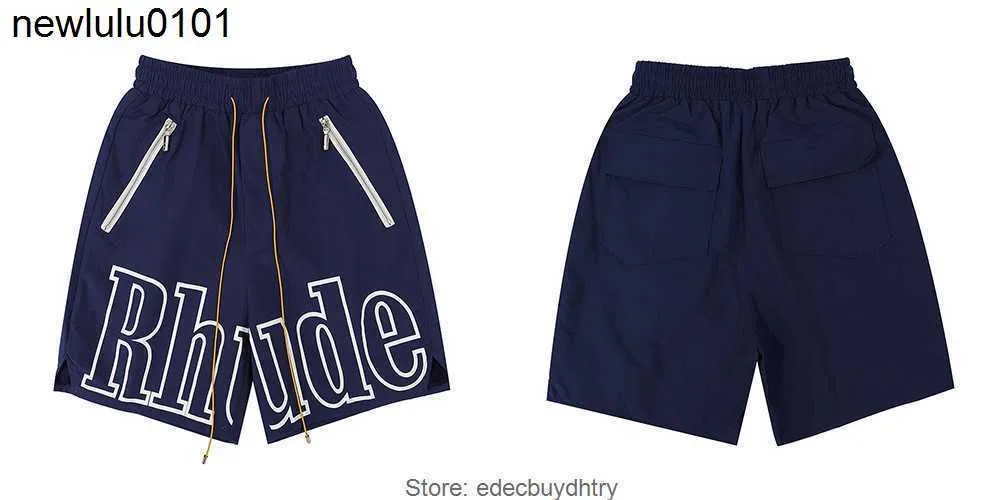 Våren sommarens shorts 2023 Nytt modemärke Rhude Alfabettryck Mens Casual Drawstring Sports Short