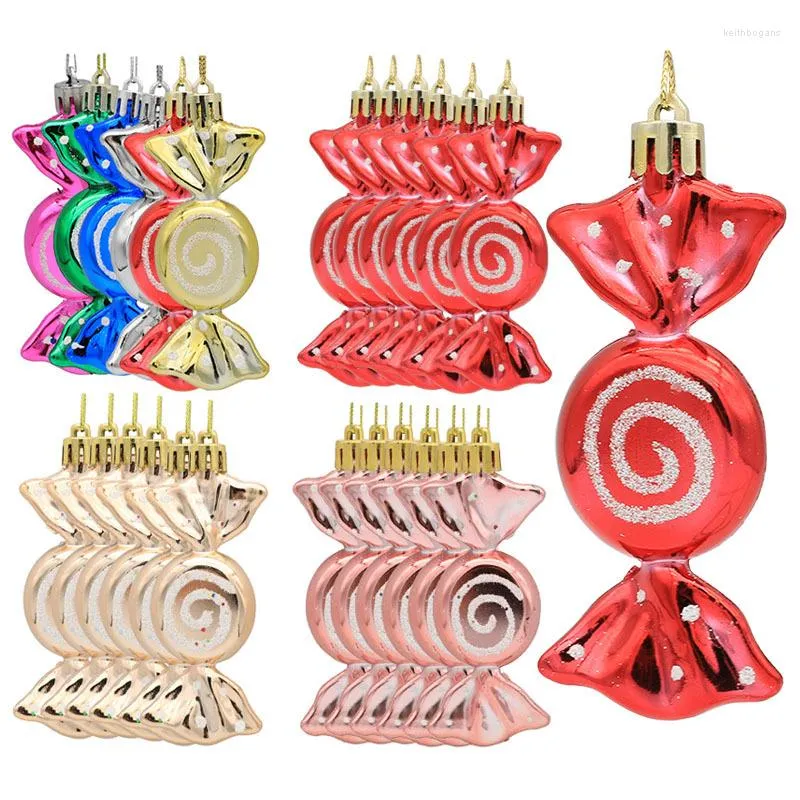 Party Decoration 6pcs/box Christmas Candy Balls 2023 Gifts Color Pine Tree Pendants Home Decor