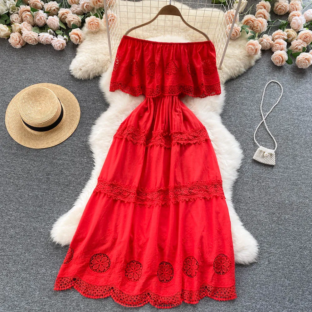 French Fairy Ruffle Edge Off Shoulder Dress with Cut-out Embroidery and Lace Splice for Seaside Holiday from Dhgate Basic & Casual Dresses - price 47.45 French Fairy Ruffle Edge Off Shoulder Dress with Cut-out Embroidery and Lace Splice for Seaside Holiday from Dhgate Basic & Casual Dresses - price 47.45