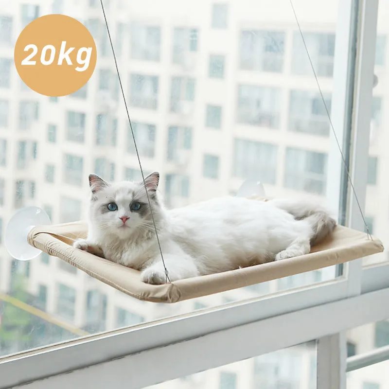 Cat Beds Furniture Pet Hammock Hanging Bed Bearing 20Kg Comfortable Sunny Window Seat Mount Kitten Climbing Frame Accessories 230309