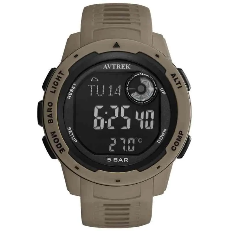 AVTREK Brújula Reloj Podómetro Altímetro Barómetro Ejército Militar Impermeable Deporte al aire libre Digital Supervivencia Táctica