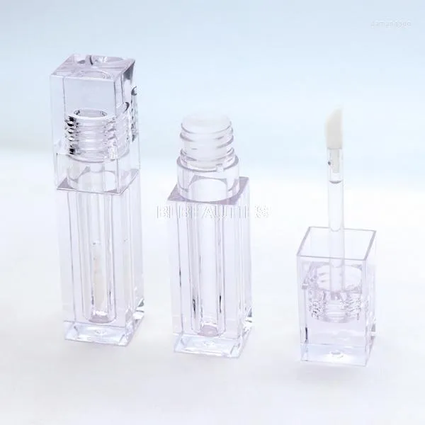 Opslagflessen 500 stks Lege 6,9 ​​ml hoogwaardige lipglossbuizen vierkante transparante lipgloss met toverstokhuiding L5601-3