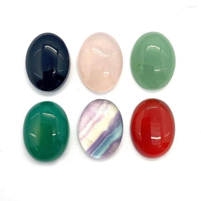 Charms Stone Natural Várias Cores Anel Oval Rios Polidos de Anel Acessórios de Colar Ageleges Acessórios de pulseira Diy Casal Fluorite 15x20mm