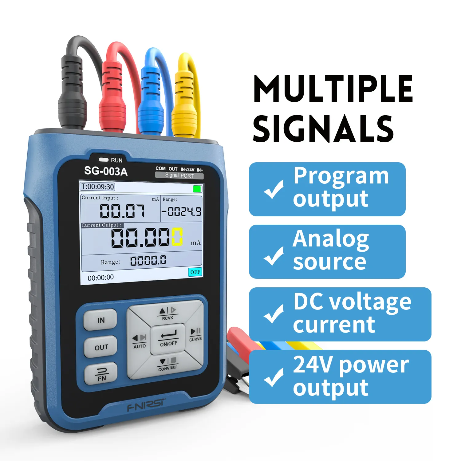 Generadores de señal de SG-003A, 0-10V, 4-20mA, simulador de voltaje de corriente ajustable, salida de pulso PWM, pantalla LCD TFT a todo color