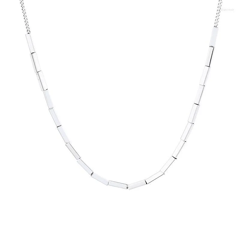 Łańcuchy 315fl zfsilver s925 srebrny mody modny modny luksusowy prosty prostokątszy naszyjniki z kostki kobiety