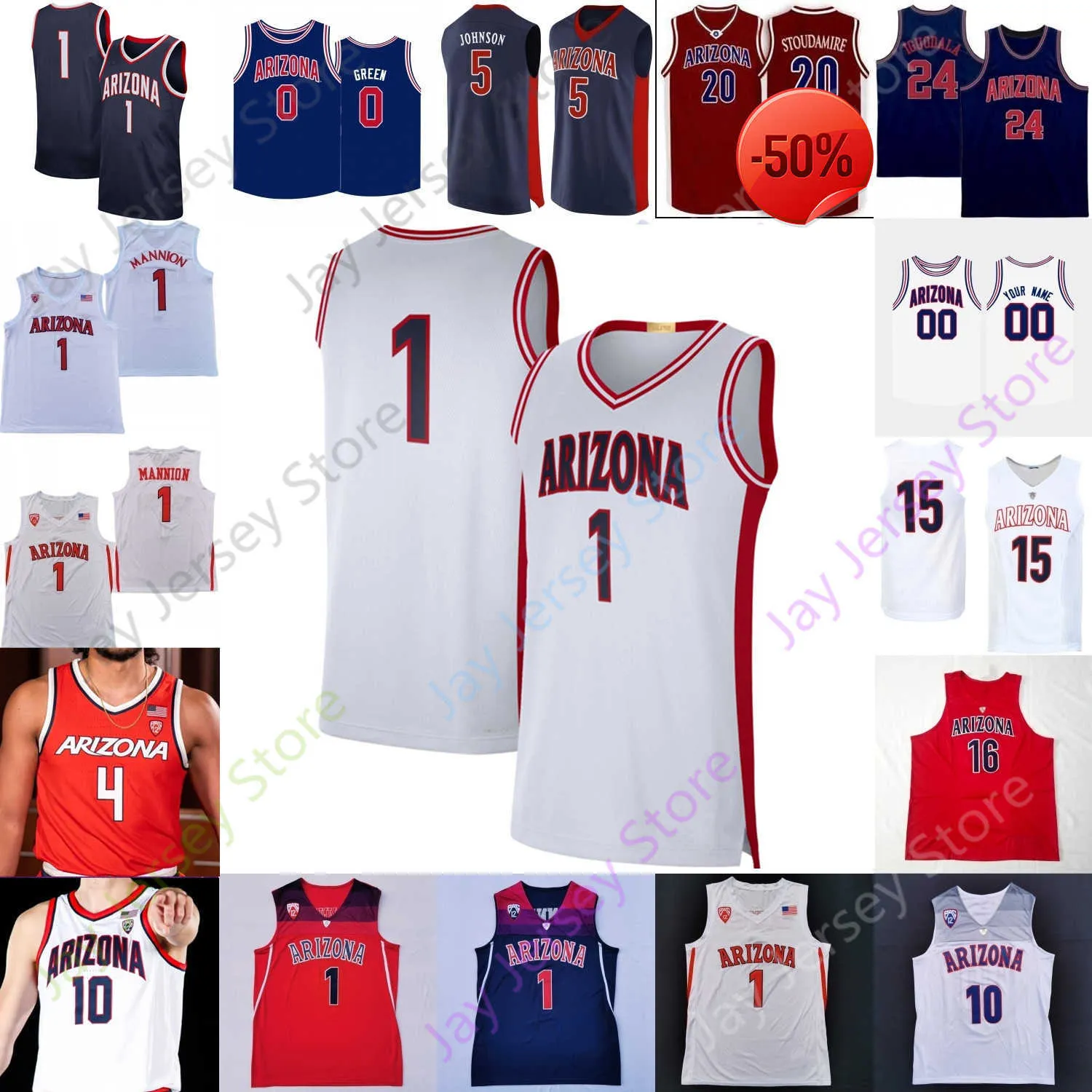 Arizona Wildcats Basketball Jersey NCAA College oumar Ballo Kerr Kriisa Courey Ramey Pelle Larsson Henderson Jr.