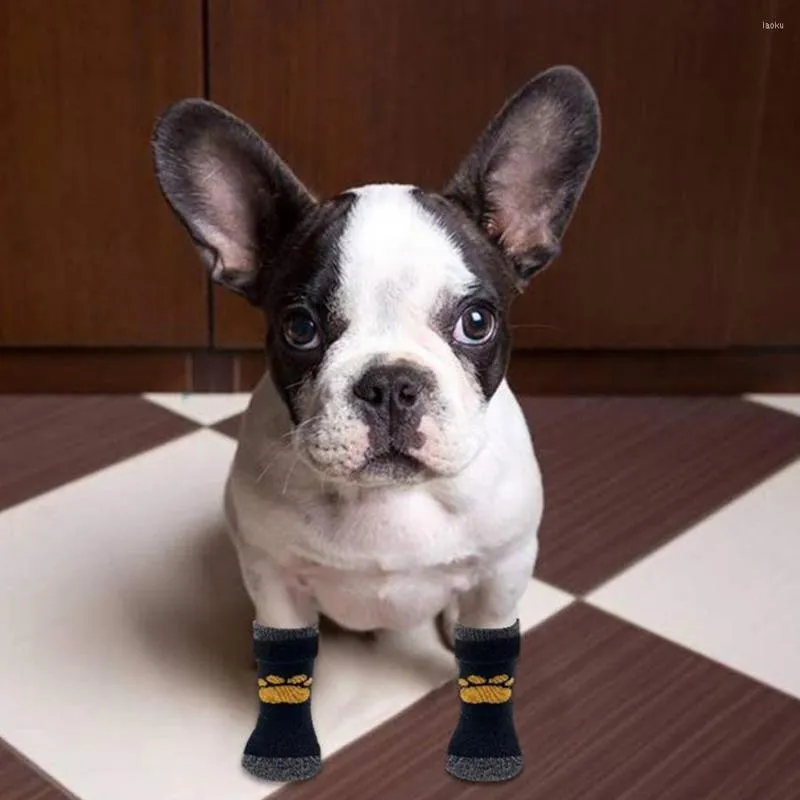 Chien vêtements 4 pièces antidérapant longue durée de vie décoratif extérieur intérieur griffe impression chaussettes pour animaux de compagnie cheville fournitures