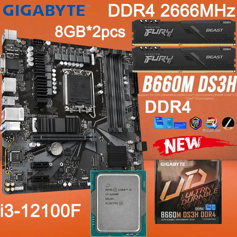 Intel Core i3-12100F & B660M Motherboard Combo - LGA 1700, 16GB