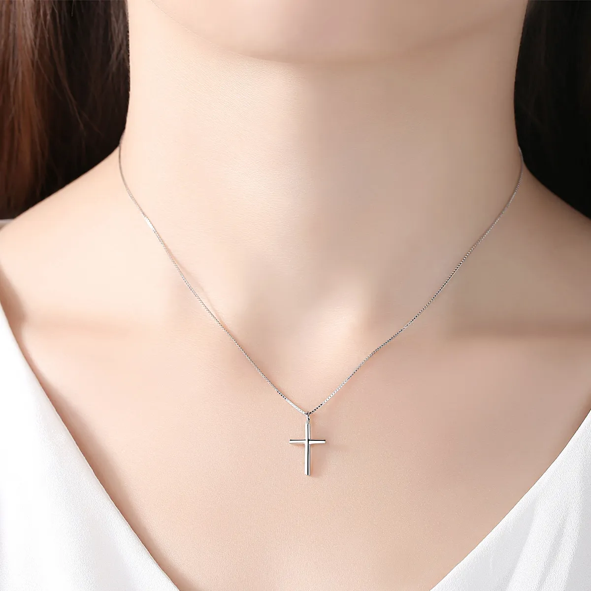 Cross Necklace S925 Sterling Silver Pendant High end Couple Necklace Neckchain Women Fashion Collar Chain Wedding Party Jewelry Valentine's Day Birthday Gift SPC