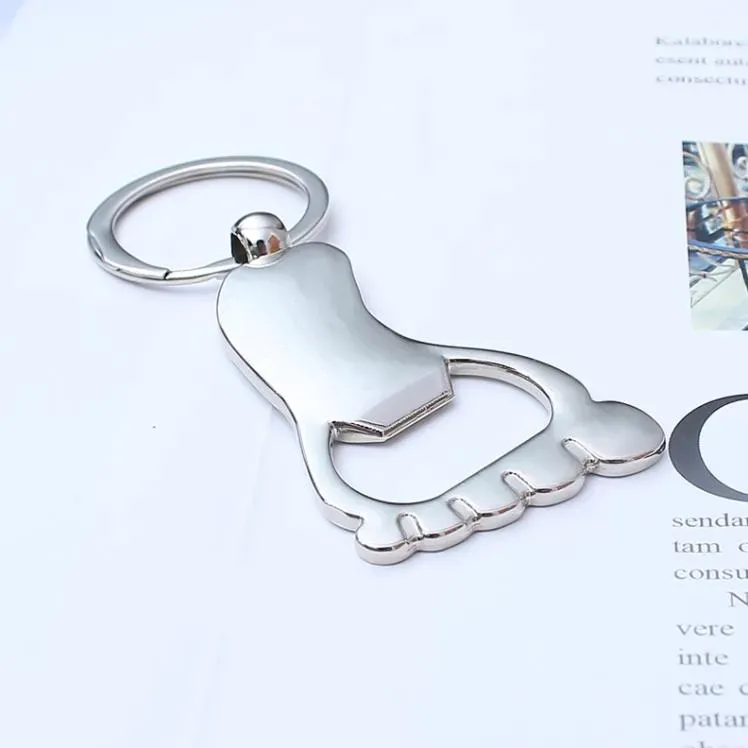 Alloy Bigfoot Bottle Openers Key Chain Little Feet Keychains Bag Pendant Wedding Favors Baby Shower Party Gift Key Ring SN5170