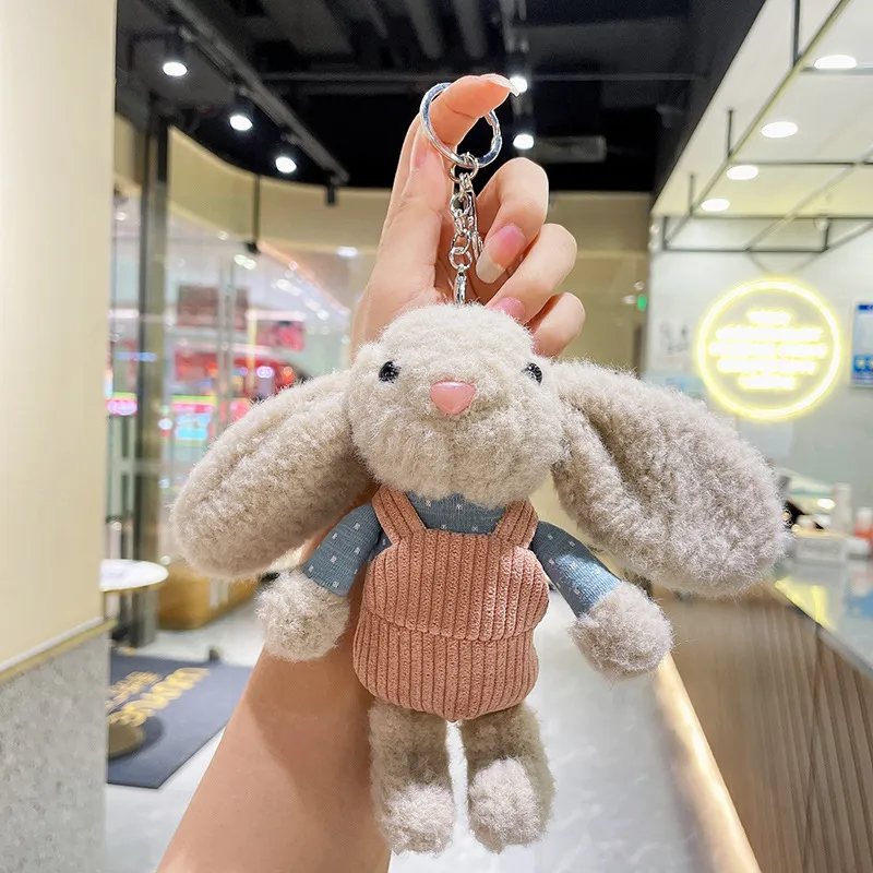 Cute carrying pants rabbit key chain pendant long-eared rabbit plush doll mini grab doll plush pendant