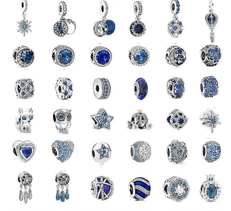 925 фунтов Серебряный новый модный шарм для Pandora 2023 Ocean Heart Pumpkin Pumpkin Blue Glass Dream Catcher Hot Air Beadoon Beadered Snow Penden