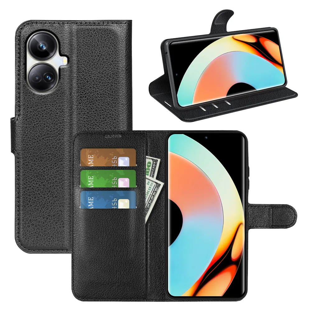 Casos telefônicos para o Oppo Reno 9 8t A1 A17 A57 A77 A58 A55 Realme 10 C35 C33 Pro Plus 5G 4G Lychee Wallet Case Case Leather