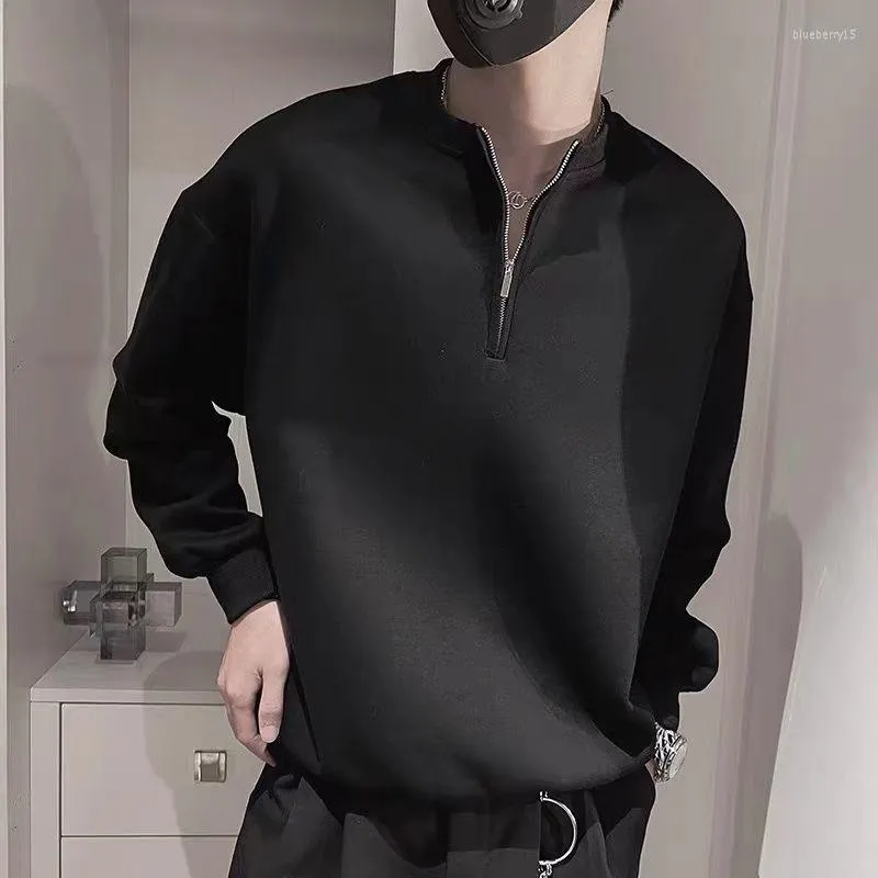 Erkek Tişörtleri Pamuk Serin Bahar Sonbahar Uzun Kollu Erkekler Harajuku Moda Büyük Boy 2xl Pullover Üstler Korean 2023 Düz Street Giyim